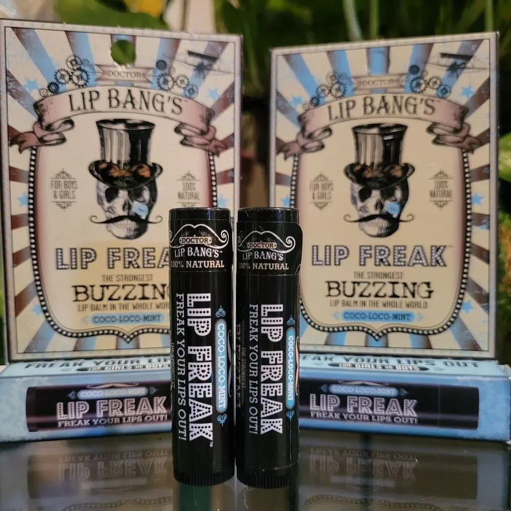 2x Doctor Lip Bang's BUZZING Lip Balm Lip Freak 100% All Natural Coco Loco Mint